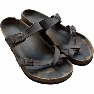 Birkenstock Mayari Brown Leather Toe Loop Sandals Mens 10